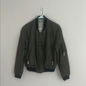 Olive Bomber Jacket with Black Trim